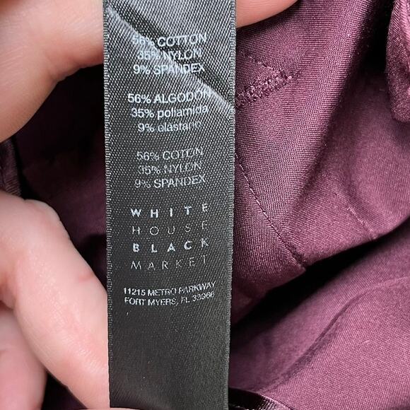 White House Black Market The Slim Ankle Burgundy Red Stretch Chino Dress Pants 2 - Picture 12 of 13